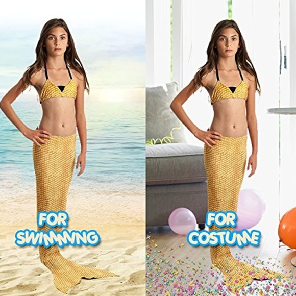 3 piece swimming mermaid set yellow - Picture 2 of 8